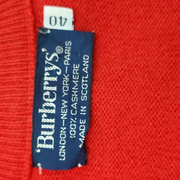 Vintage Burberry cashmere v-neck red knit Authentic sweater women size 40 - Picture 5 of 9